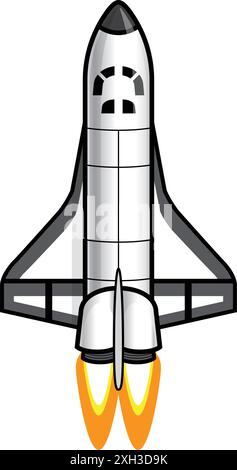 cartoon space shuttle without no booster vector illustration isolated on transparent background Stock Vector