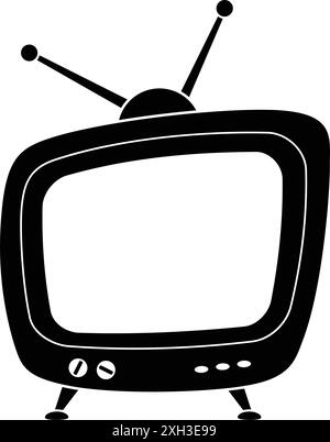funky green warped retro futuristic tv television set with blue screen and antennas vector illustration isolated on transparent background Stock Vector