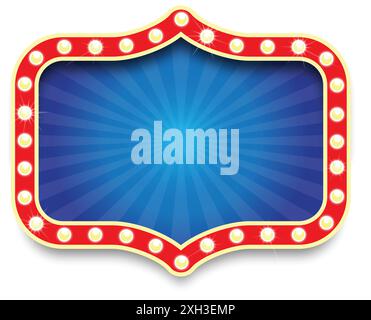 circus theatre sign blue with light frame blank vector isolated on transparent background Stock Vector