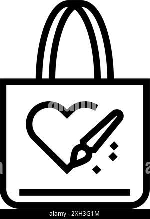 hand painted tote bag diy fashion handmade line icon vector ...