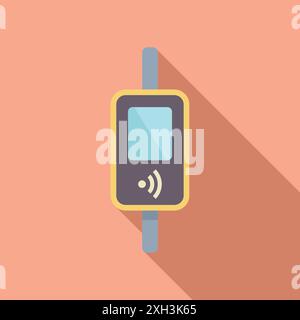 Public transport card reader validating ticket with wireless connection, travel and transportation concept Stock Vector