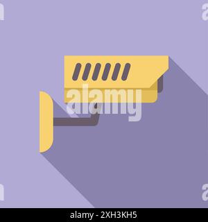 Yellow security camera mounted on a wall, providing surveillance and ensuring safety Stock Vector