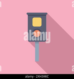 Railway traffic light showing yellow and red signal, providing safety for trains Stock Vector