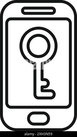 Smartphone is showing a key icon, representing mobile security and data protection Stock Vector
