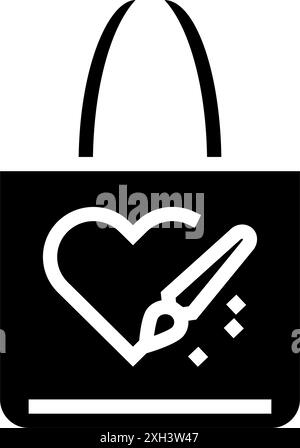 hand painted tote bag diy fashion handmade glyph icon vector ...
