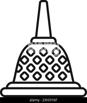 Line drawing of a buddhist religious stupa with decorative architectural elements Stock Vector
