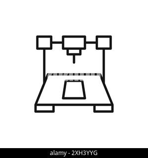 3D printer icon logo sign vector outline in black and white color Stock ...