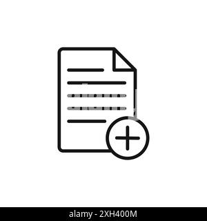 Add new document icon logo sign vector outline in black and white color Stock Vector