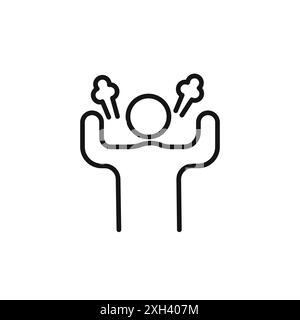 Angry person icon logo sign vector outline in black and white color Stock Vector