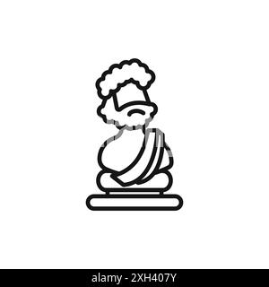 Ancient statue icon logo sign vector outline in black and white color Stock Vector