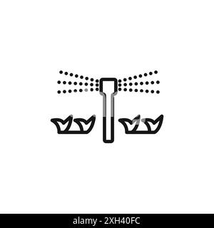 Automatic irrigation sprinklers icon logo sign vector outline in black and white color Stock Vector