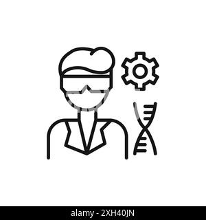 Biomedical engineer icon logo sign vector outline in black and white color Stock Vector