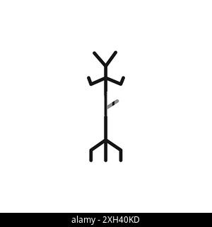 Single coat rack sign, elegant black line clothes hanger symbol ...