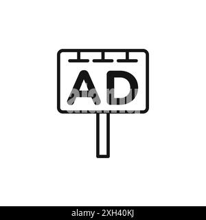 billboard ad promotion icon logo sign vector outline in black and white color Stock Vector
