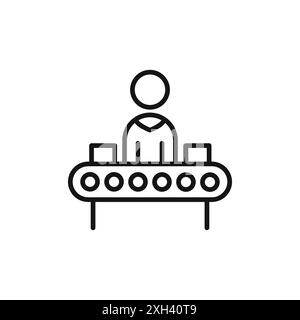 Assembly line icon logo sign vector outline in black and white color Stock Vector