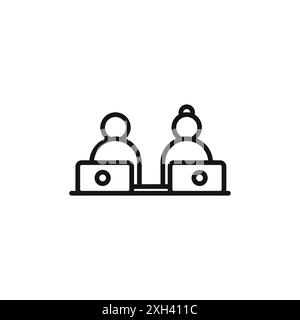 Coworking icon logo sign vector outline in black and white color Stock ...