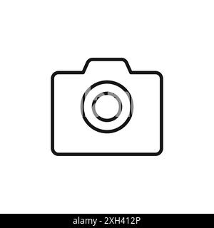 Camera icon logo sign vector outline in black and white color Stock Vector