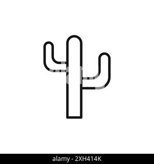 Cactus icon logo sign vector outline in black and white color Stock Vector