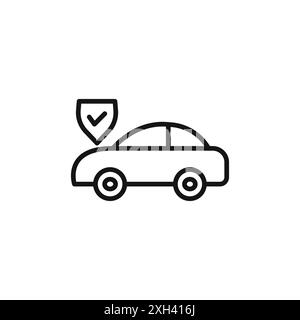 Car insurance icon logo sign vector outline in black and white color Stock Vector