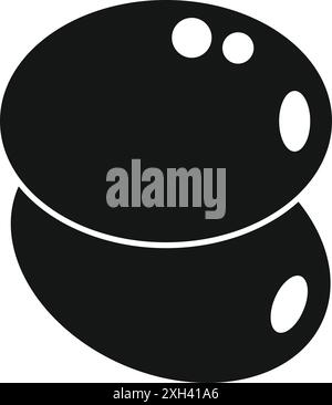 Simple icon of two whole kiwi fruits laying on top of each other Stock Vector