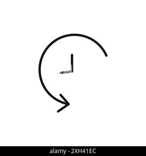 counterclockwise rotation icon logo sign vector outline in black and white color Stock Vector