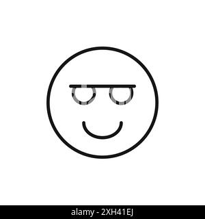 Cool Emoji Icon logo sign vector outline in black and white color Stock Vector