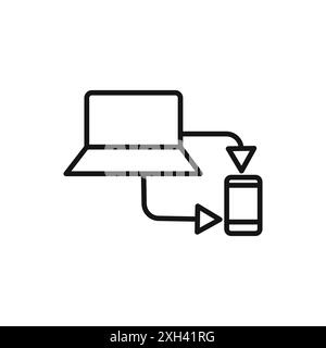 Data transferring icon logo sign vector outline in black and white ...