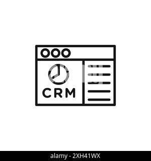 crm icon logo sign vector outline in black and white color Stock Vector