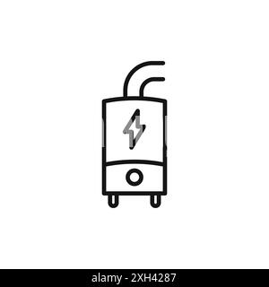 Electric heating boiler icon logo sign vector outline in black and white color Stock Vector