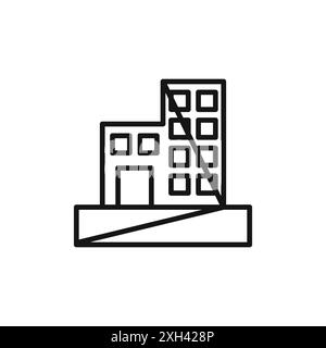 Earthquake icon logo sign vector outline in black and white color Stock Vector