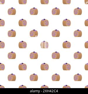 Sponge roll with blueberry jam. Seamless pattern.  Stock Vector