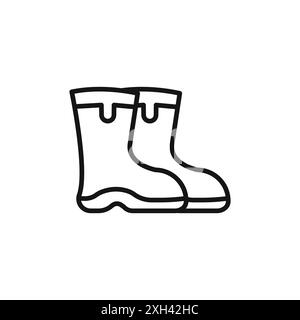 Fishing boots icon logo sign vector outline in black and white color Stock Vector