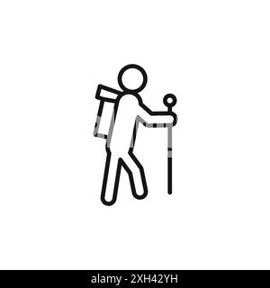 hike icon logo sign vector outline in black and white color Stock Vector