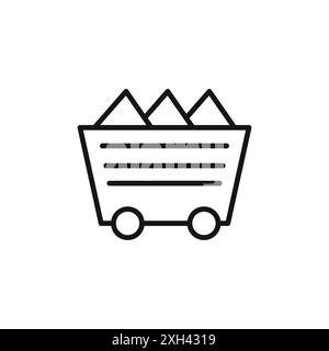 Mining Cart icon logo sign vector outline in black and white color Stock Vector