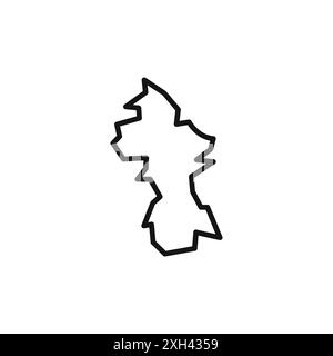 Guyana map icon logo sign vector outline in black and white color Stock Vector