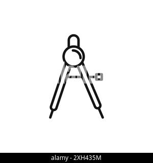 Drafting compass icon logo sign vector outline in black and white color ...
