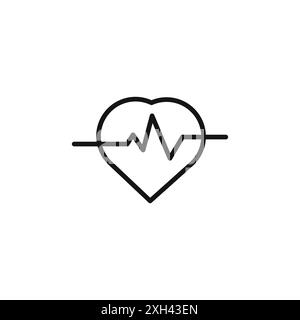 heart rate icon logo sign vector outline in black and white color Stock Vector