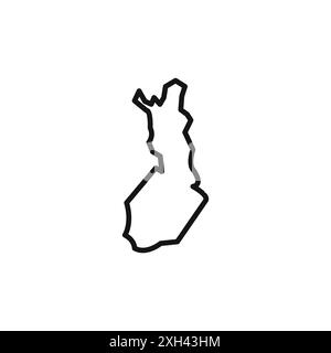 map of Finland icon logo sign vector outline in black and white color Stock Vector