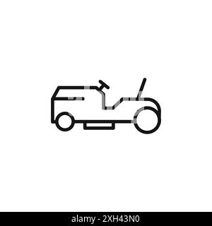 Lawn mower icon logo sign vector outline in black and white color Stock Vector