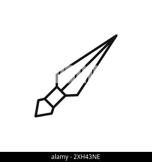 Kunai throwing knife icon logo sign vector outline in black and white color Stock Vector