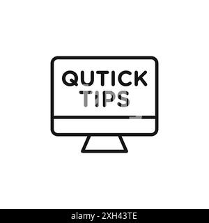 Quick tips icon logo sign vector outline in black and white color Stock Vector