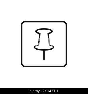 Push pin icon logo sign vector outline in black and white color Stock Vector