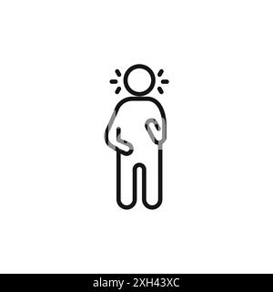 Nausea icon logo sign vector outline in black and white color Stock Vector