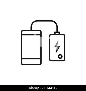 Mobile Charging with Power Bank Icon logo sign vector outline in black and white color Stock Vector