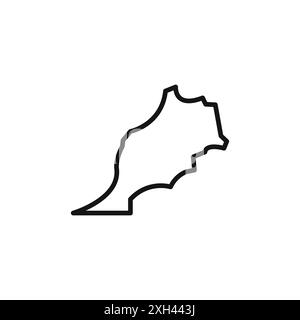 Morocco map icon logo sign vector outline in black and white color Stock Vector