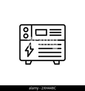 Portable power generator icon logo sign vector outline in black and white color Stock Vector