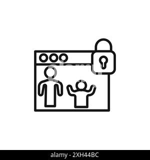 Parental control icon logo sign vector outline in black and white color Stock Vector