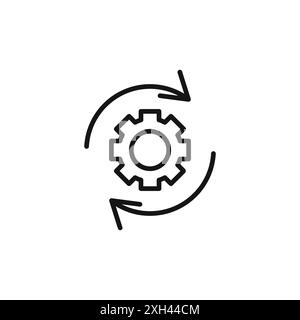 processing icon logo sign vector outline in black and white color Stock Vector