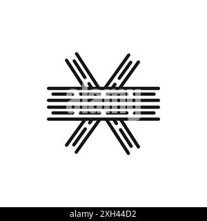 Multi level junction icon logo sign vector outline in black and white color Stock Vector