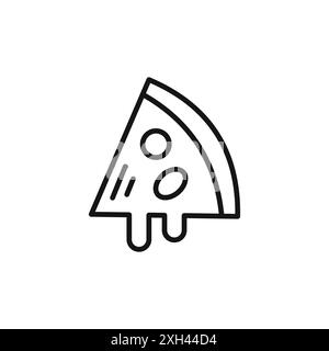 slice of pizza icon logo sign vector outline in black and white color Stock Vector